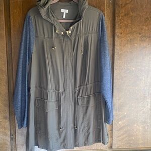 LOGO by Lori Goldstein Utility Jacket in Olive and Charcoal.